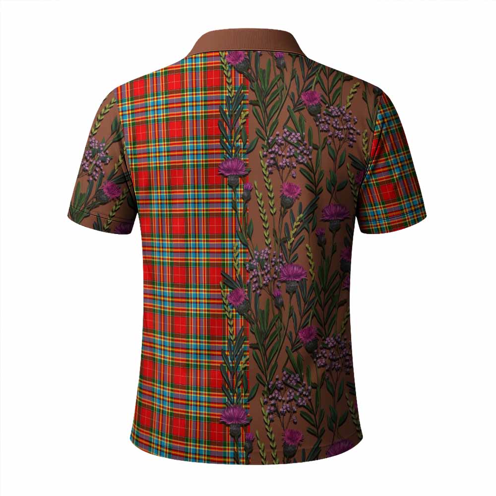 Chattan Family Crest Tartan Polo Shirt Scottish Thistle Flower Pattern Half Style - Tartan Vibes Clothing