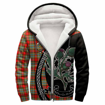 Chattan Family Crest Tartan Sherpa Hoodie Alba Thistle Inspired