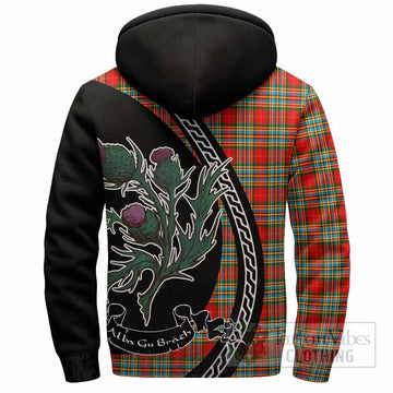 Chattan Family Crest Tartan Sherpa Hoodie Alba Thistle Inspired