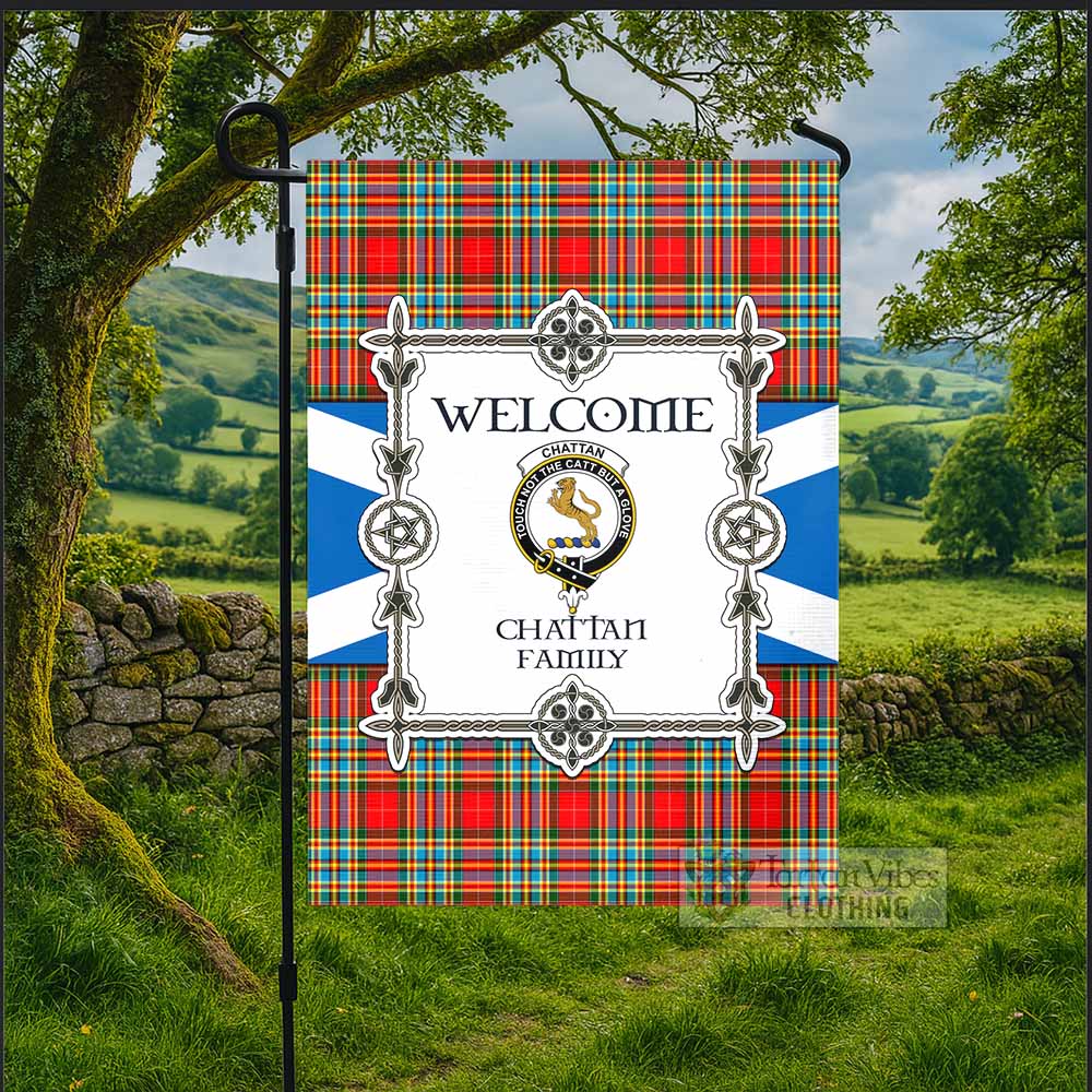 Chattan Family Crest Tartan Welcome Garden Flag Saltire Harmony Style - Tartan Vibes Clothing