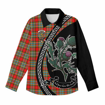Chattan Family Crest Tartan Women Casual Shirt Alba Thistle Inspired - Tartan Vibes Clothing