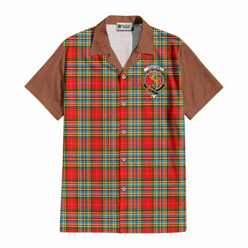 Chattan Tartan Accent Cotton Hawaiian Shirt with Family Crest