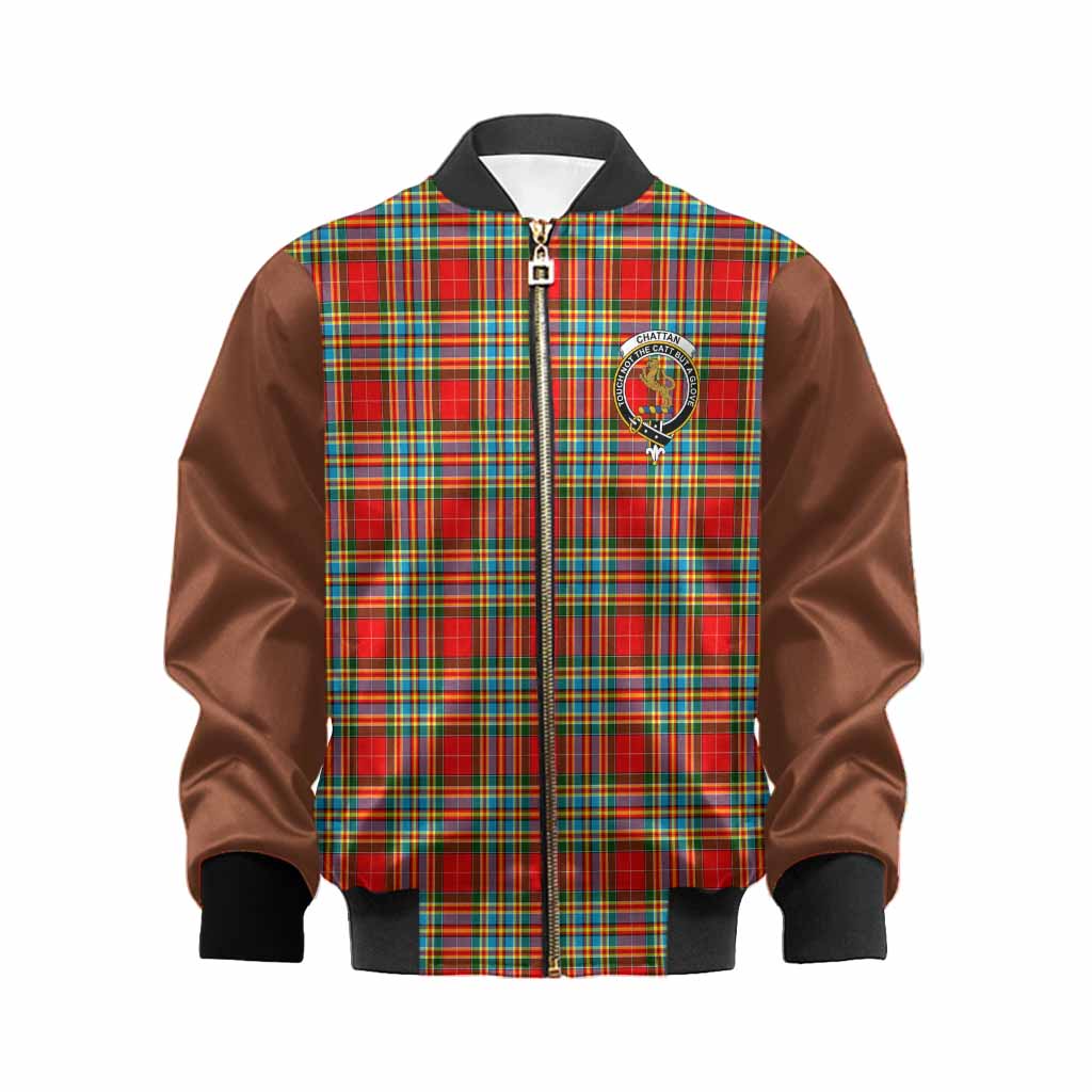 Chattan Tartan Accent Kid Bomber Jacket with Family Crest