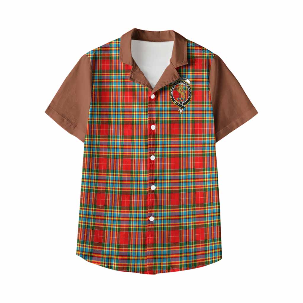 Chattan Tartan Accent Kid Hawaiian Shirt with Family Crest