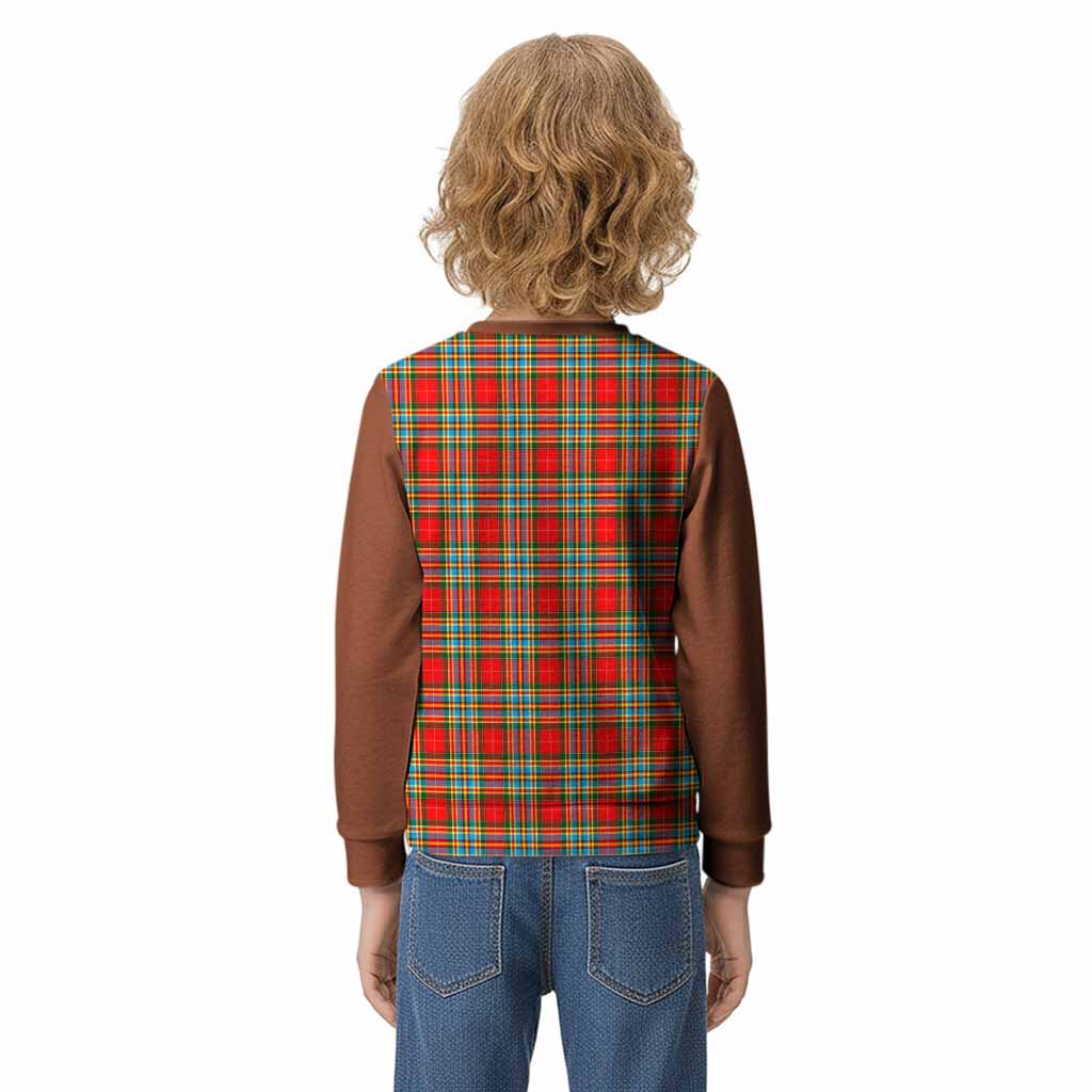 Chattan Tartan Accent Kid Knitted Sweatshirt with Family Crest