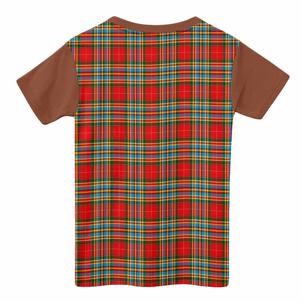 Chattan Tartan Accent Kid T-shirt with Family Crest