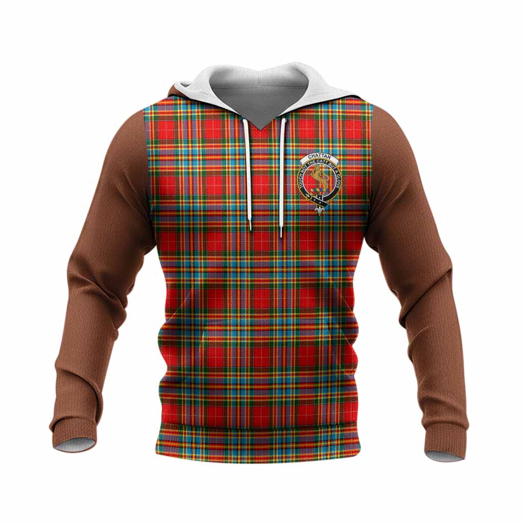 Chattan Tartan Accent Knitted Hoodie with Family Crest