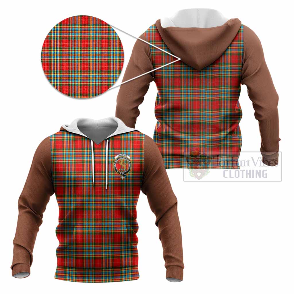 Chattan Tartan Accent Knitted Hoodie with Family Crest