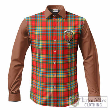 Chattan Tartan Accent Long Sleeve Button Shirts with Family Crest