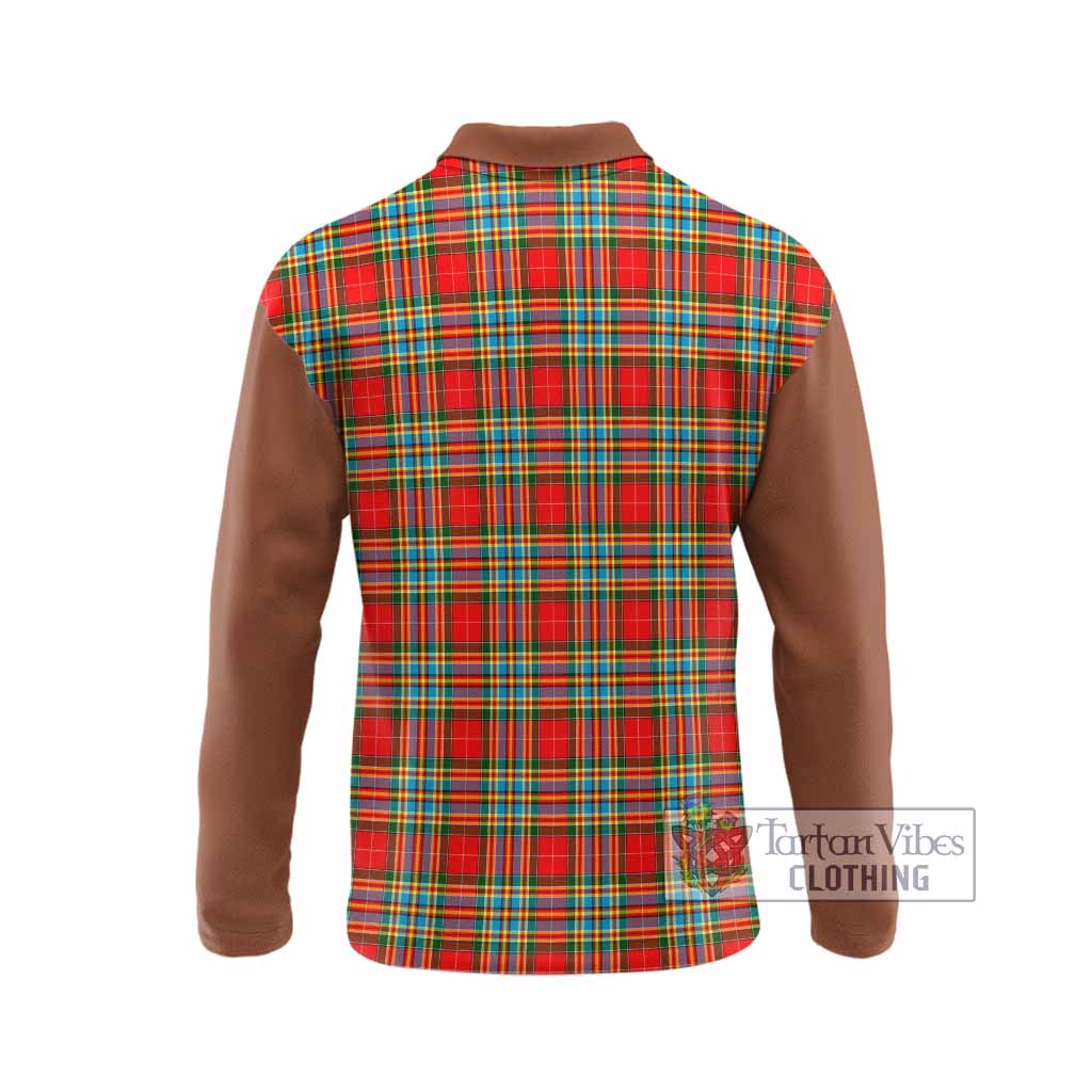 Chattan Tartan Accent Long Sleeve Polo Shirt with Family Crest