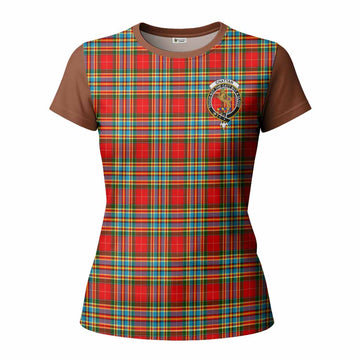 Chattan Tartan Accent Women T shirt with Family Crest