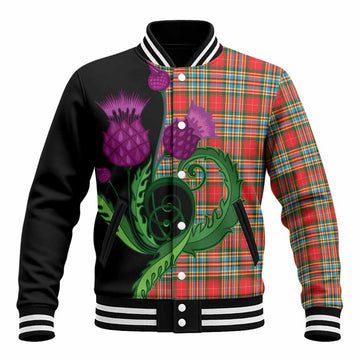 Chattan Tartan Baseball Jacket Traditional Scottish Thistle