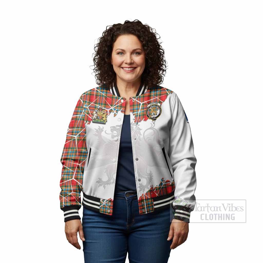 Chattan Tartan Baseball Jacket with Family Crest and Lion Rampant Grunge Style