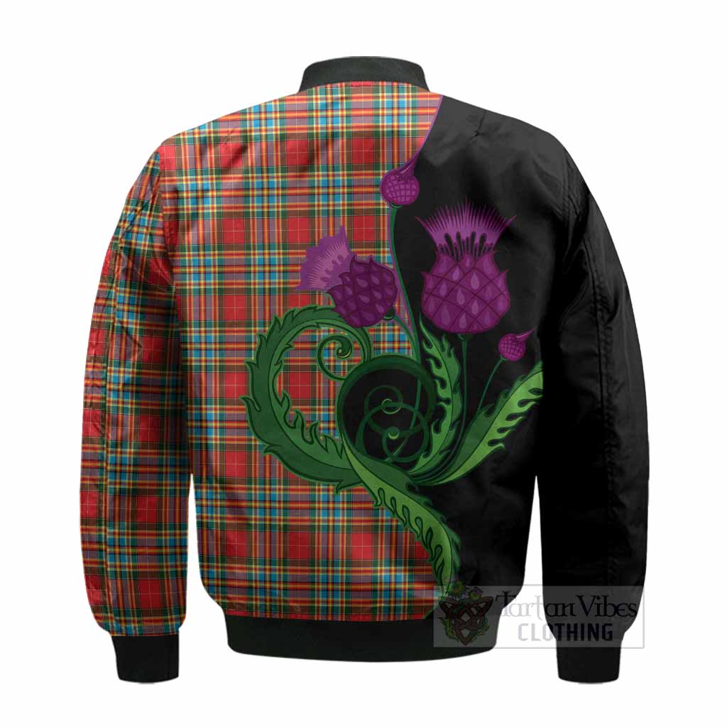 Chattan Tartan Bomber Jacket Traditional Scottish Thistle