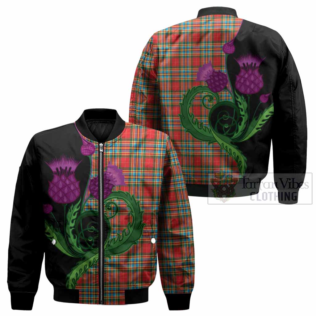 Chattan Tartan Bomber Jacket Traditional Scottish Thistle