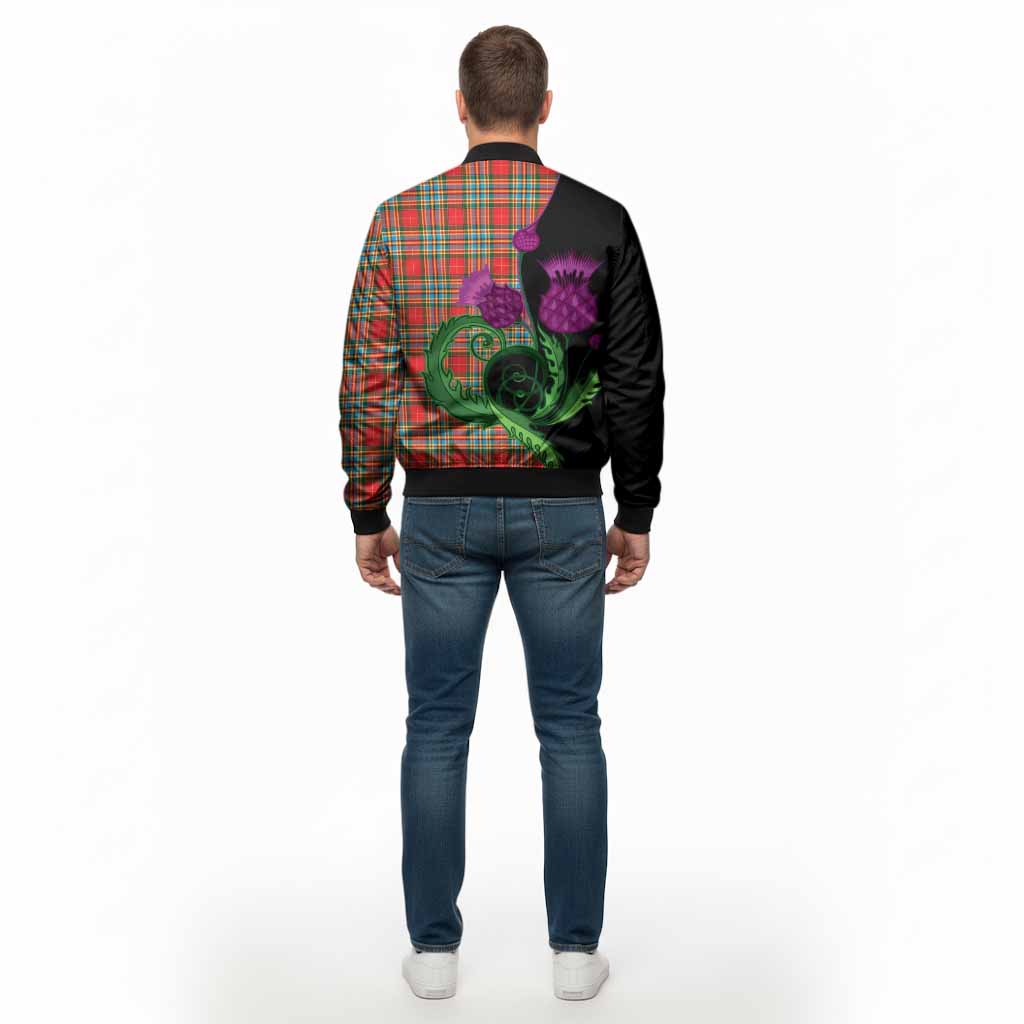 Chattan Tartan Bomber Jacket Traditional Scottish Thistle