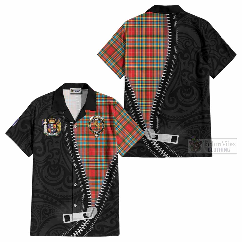 Chattan Tartan Cotton Hawaiian Shirt New Zealand Pattern Unique Zipper Stylized