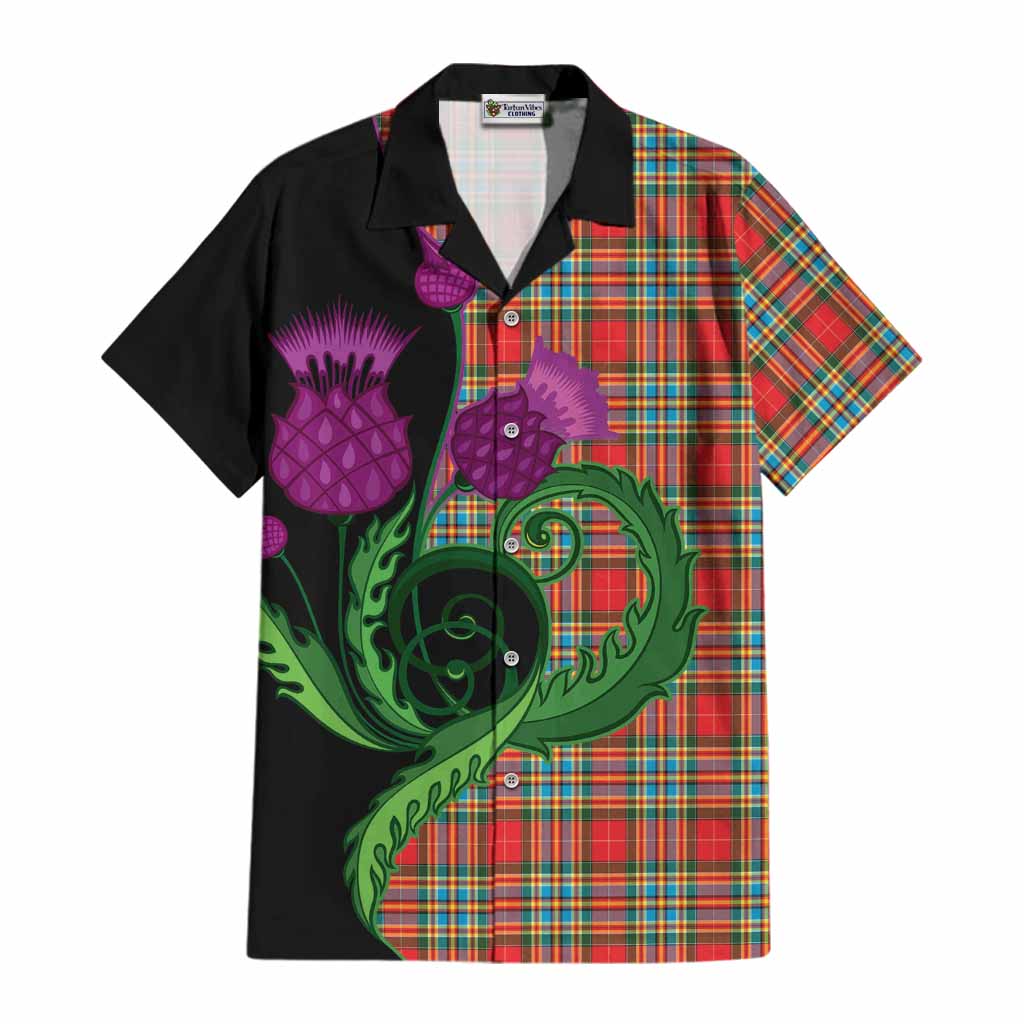 Chattan Tartan Cotton Hawaiian Shirt Traditional Scottish Thistle
