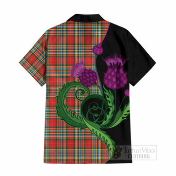 Chattan Tartan Cotton Hawaiian Shirt Traditional Scottish Thistle