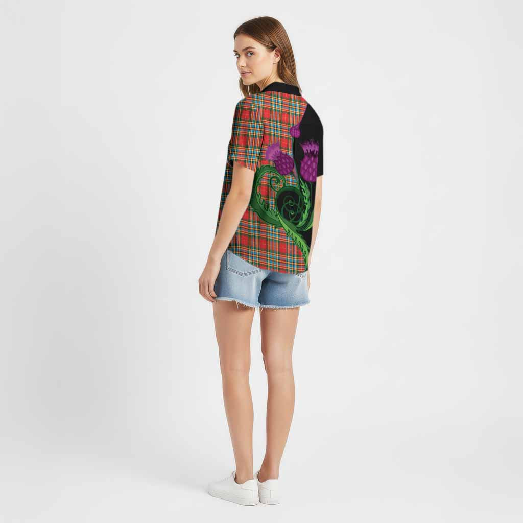 Chattan Tartan Cotton Hawaiian Shirt Traditional Scottish Thistle