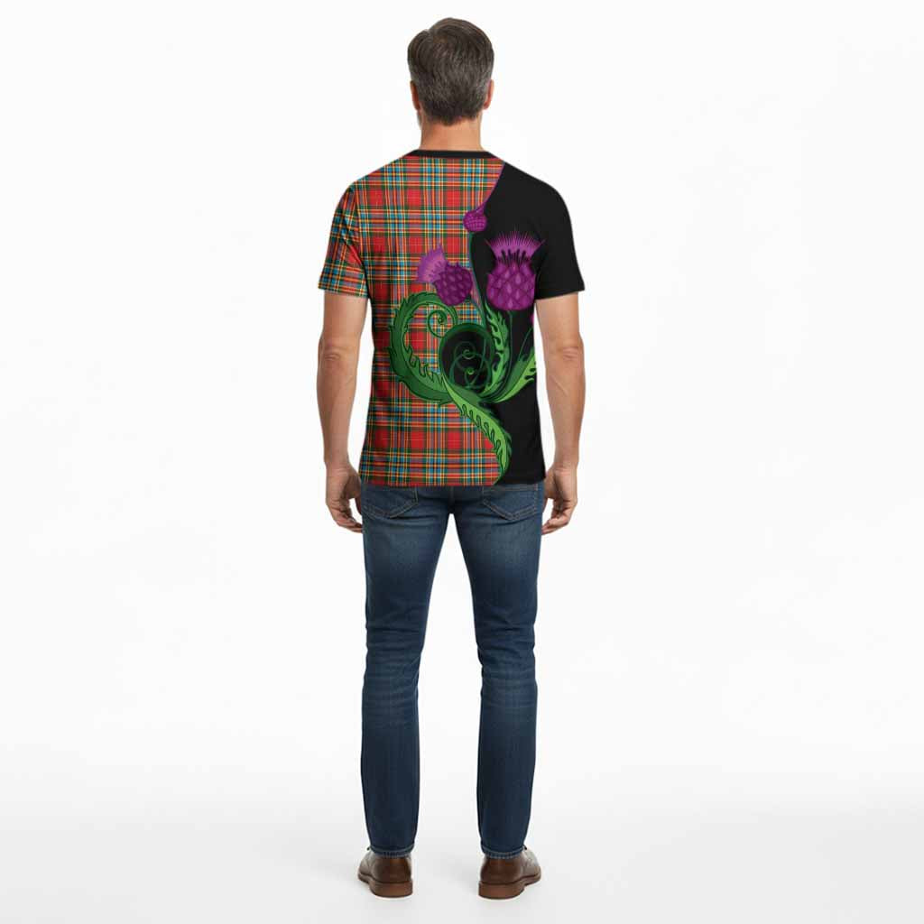 Chattan Tartan Cotton T-shirt Traditional Scottish Thistle