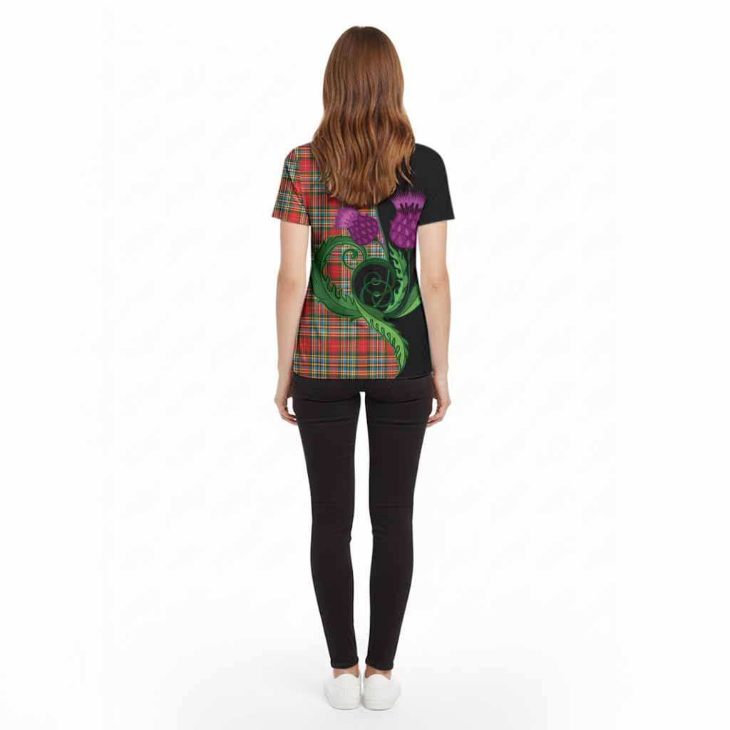 Chattan Tartan Cotton T-shirt Traditional Scottish Thistle