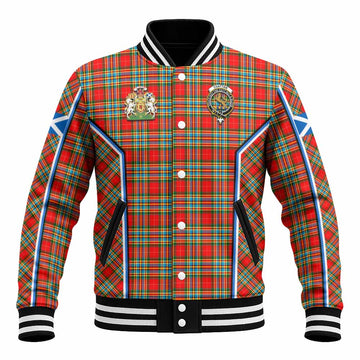 Chattan Tartan Crest Baseball Jacket Scotland Coat of Arm Flag Style