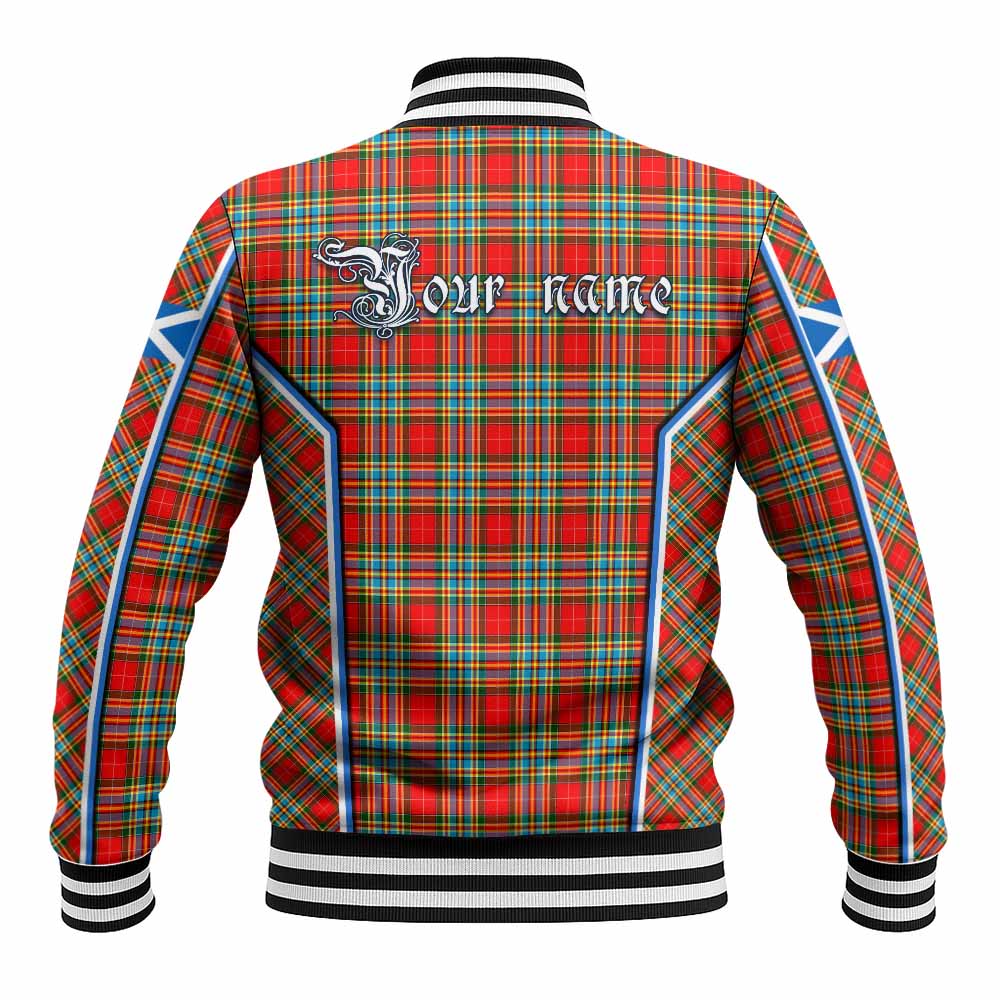 Chattan Tartan Crest Baseball Jacket Scotland Coat of Arm Flag Style - Tartan Vibes Clothing