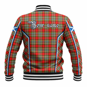 Chattan Tartan Crest Baseball Jacket Scotland Coat of Arm Flag Style