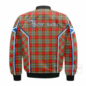 Chattan Tartan Crest Bomber Jacket Scotland Coat of Arm Flag Style