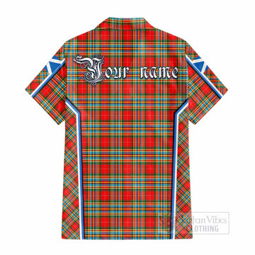 Chattan Tartan Crest Cotton Hawaiian Shirt Scotland Coat of Arm Flag Style