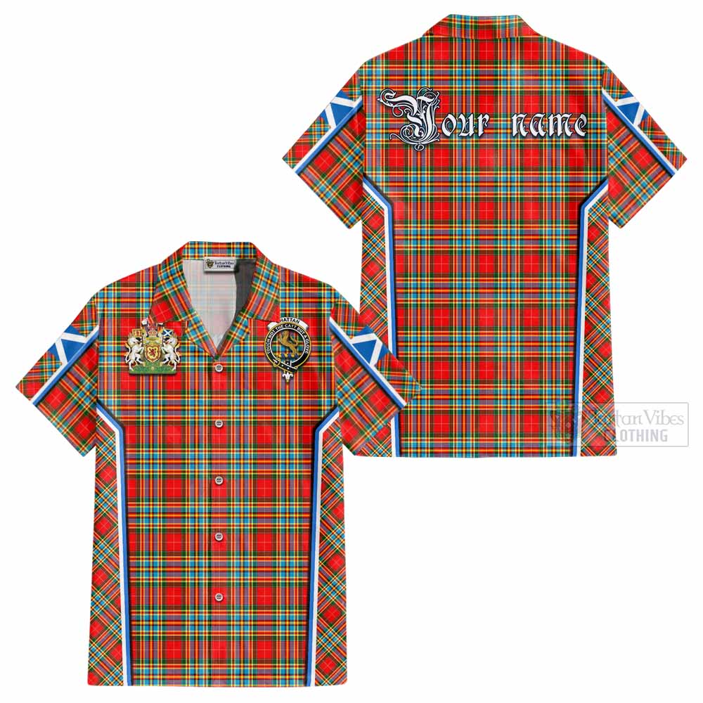 Chattan Tartan Crest Cotton Hawaiian Shirt Scotland Coat of Arm Flag Style - Tartan Vibes Clothing