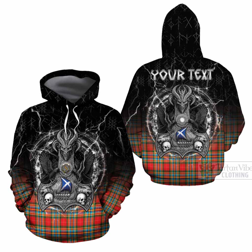 Chattan Tartan Crest Cotton Hoodie Celtic Odin's Raven Legacy