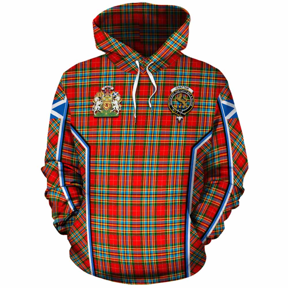 Chattan Tartan Crest Cotton Hoodie Scotland Coat of Arm Flag Style - Tartan Vibes Clothing