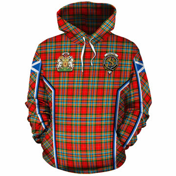 Chattan Tartan Crest Cotton Hoodie Scotland Coat of Arm Flag Style