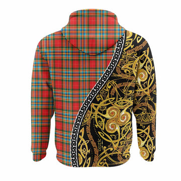 Chattan Tartan Crest Hoodie Celtic Knot and Triple Trickle Spiral Symbols
