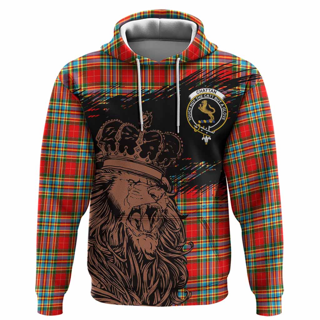 Chattan Tartan Crest Hoodie Crowned Lion Heritage Style