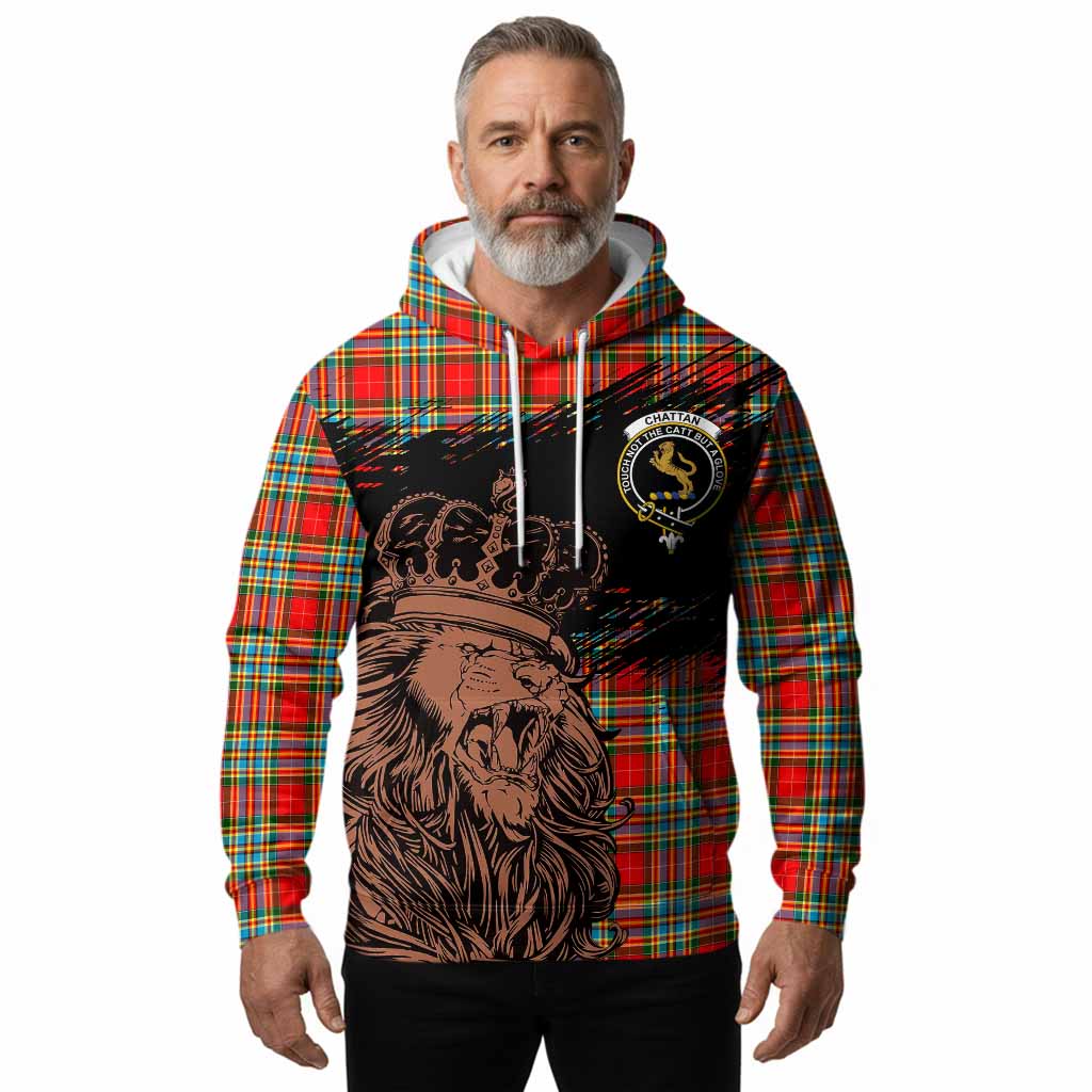 Chattan Tartan Crest Hoodie Crowned Lion Heritage Style