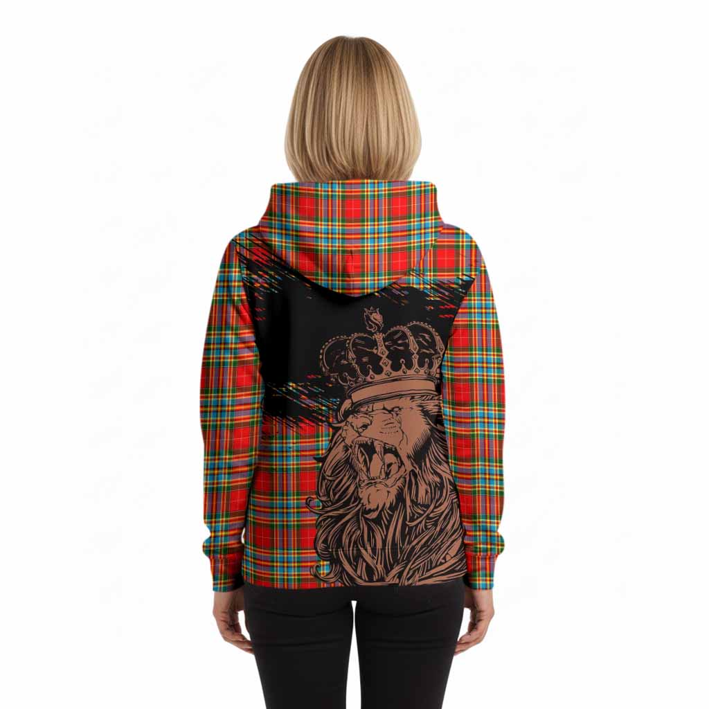 Chattan Tartan Crest Hoodie Crowned Lion Heritage Style