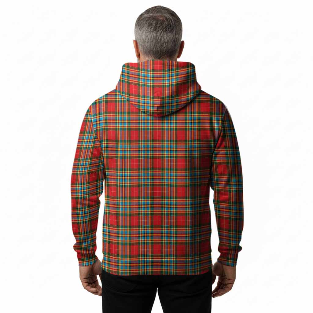 Chattan Tartan Crest Hoodie Ferocious Lion Style