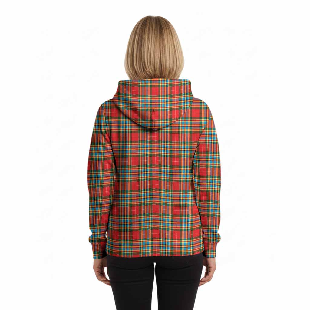 Chattan Tartan Crest Hoodie Ferocious Lion Style