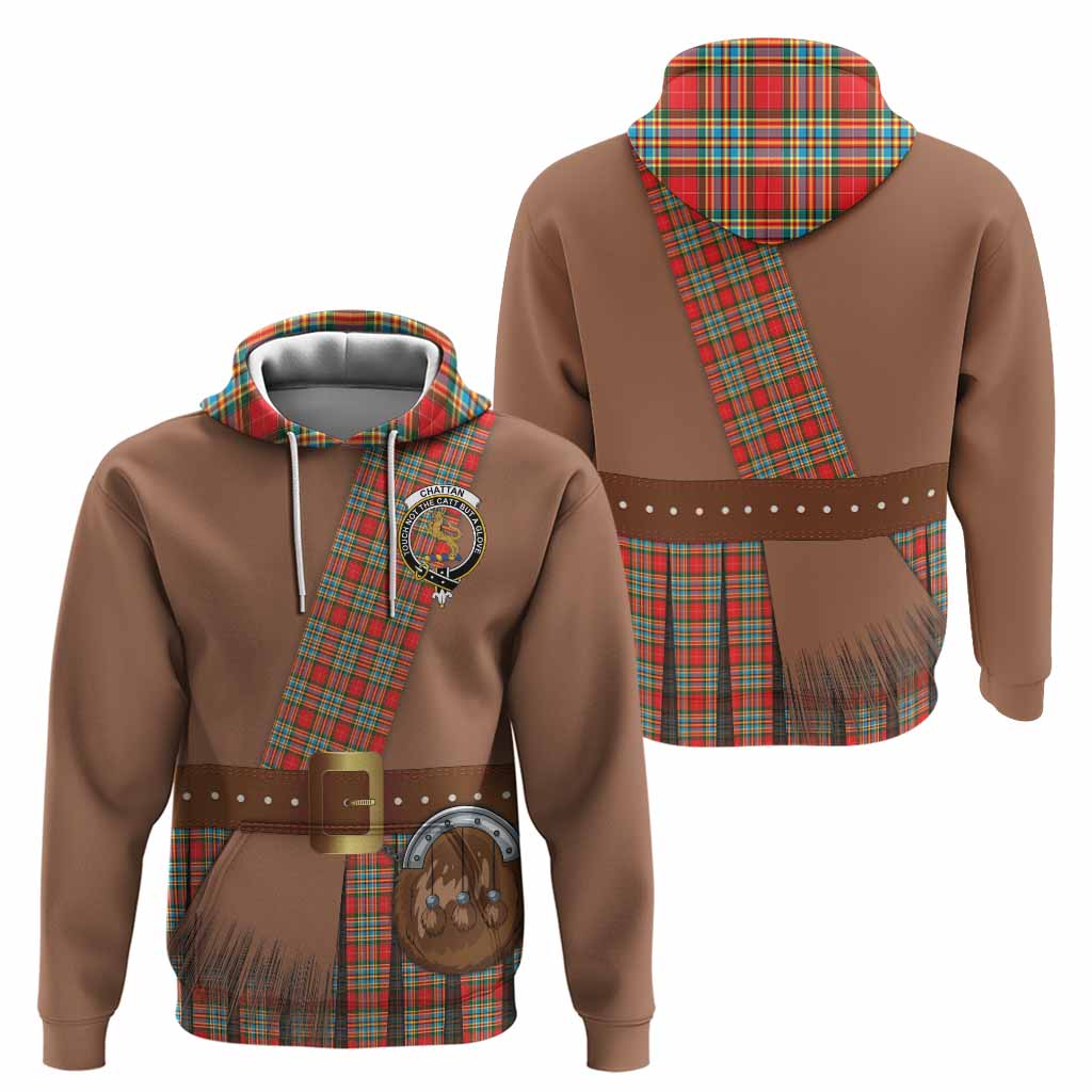 Chattan Tartan Crest Hoodie Kilt Costume Style