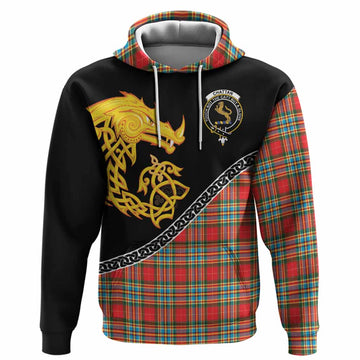 Chattan Tartan Crest Hoodie Legendary Dragon Knot Half Style