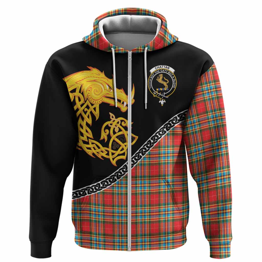 Chattan Tartan Crest Hoodie Legendary Dragon Knot Half Style