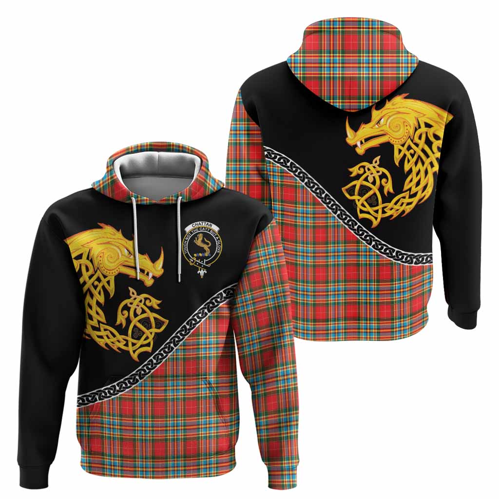 Chattan Tartan Crest Hoodie Legendary Dragon Knot Half Style