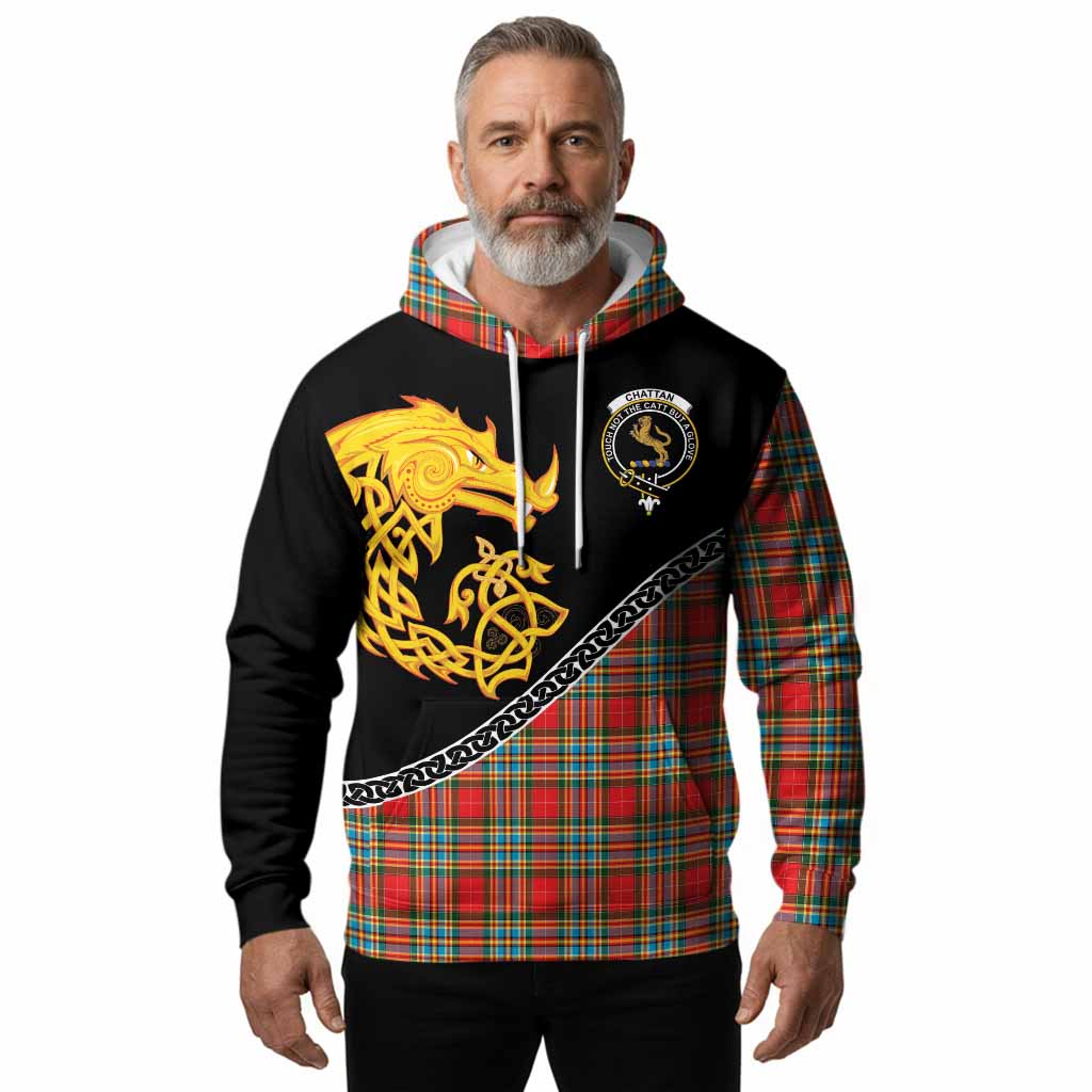 Chattan Tartan Crest Hoodie Legendary Dragon Knot Half Style