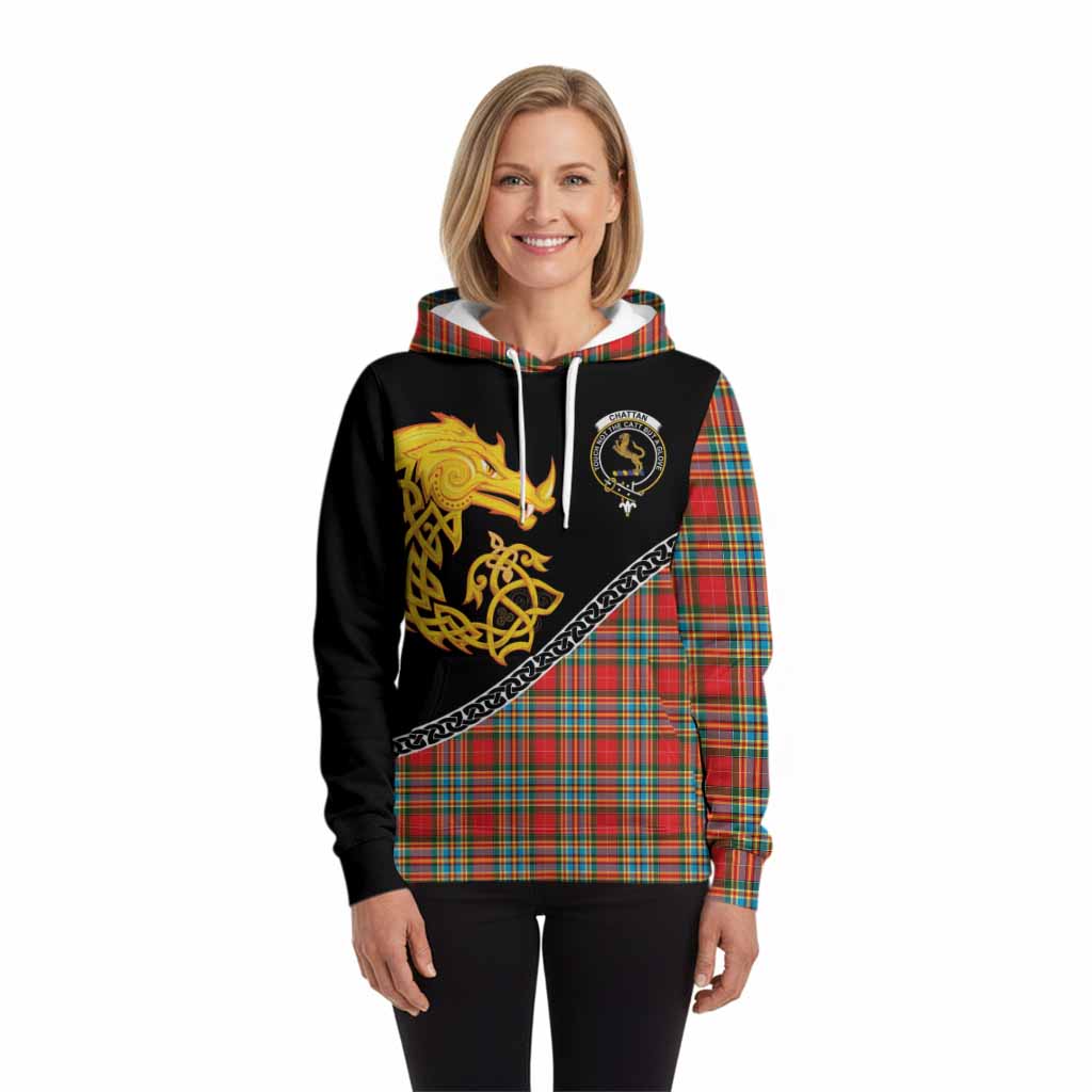 Chattan Tartan Crest Hoodie Legendary Dragon Knot Half Style