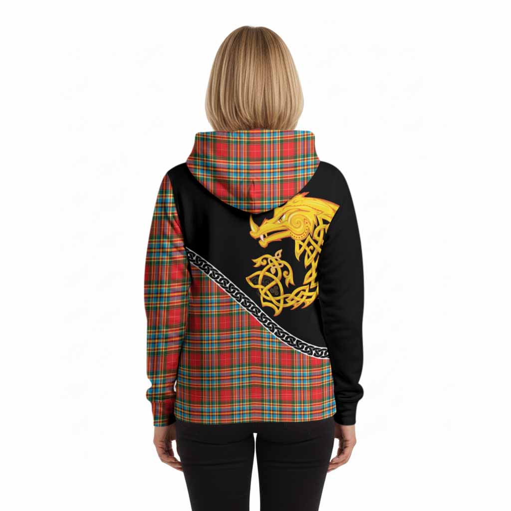 Chattan Tartan Crest Hoodie Legendary Dragon Knot Half Style