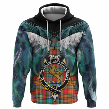 Chattan Tartan Crest Hoodie New Zealand Maori Korowai Cloak