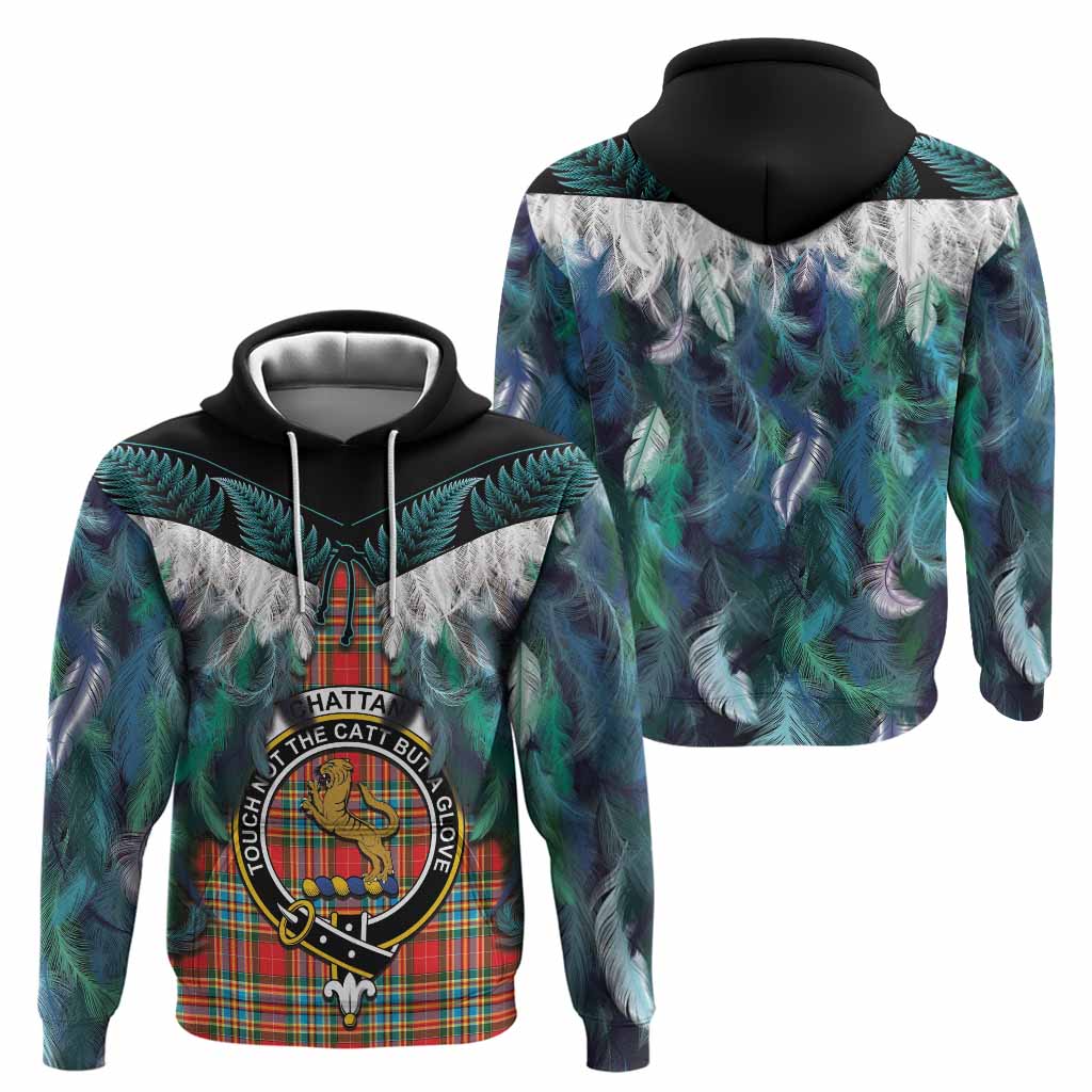 Chattan Tartan Crest Hoodie New Zealand Maori Korowai Cloak